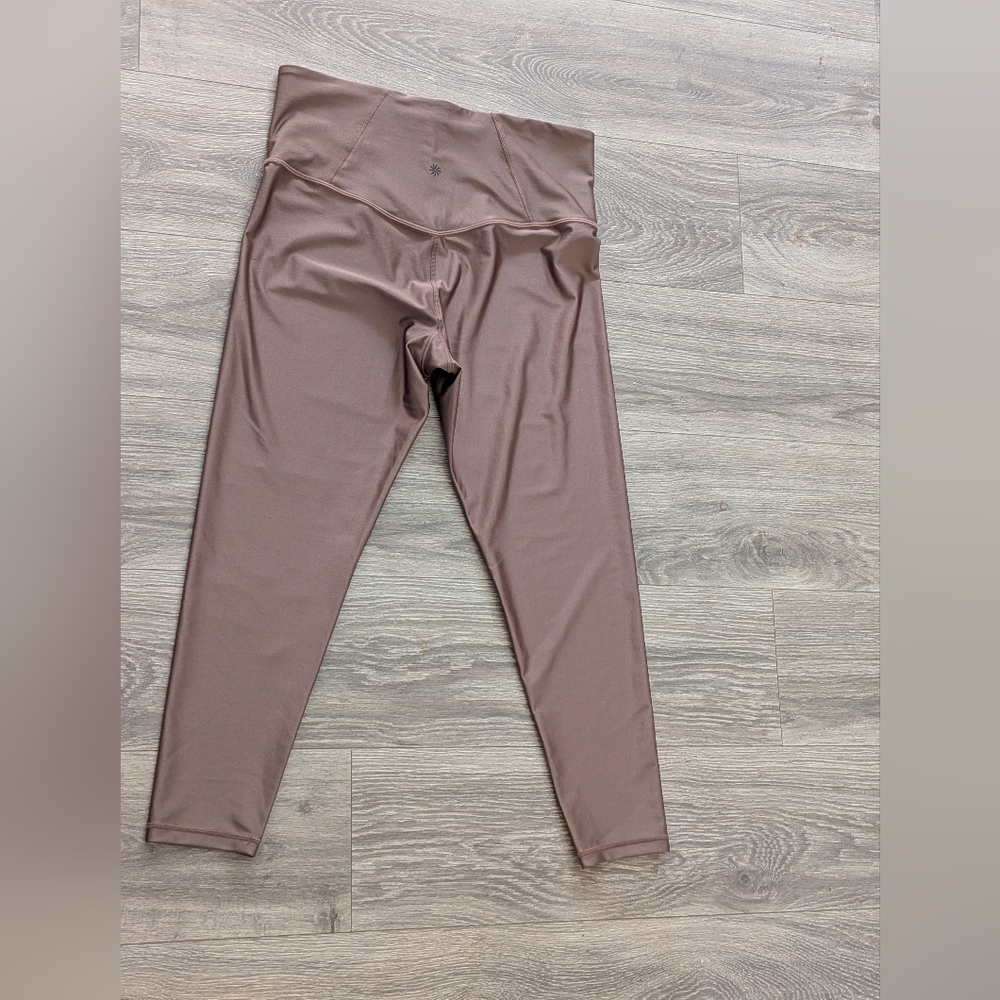 Athleta Elation‎ Shine Tight Leggings Women's XL Brown High Rise - Picture 3 of 4